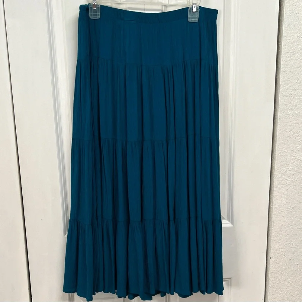 Sag Harbor Teal Pull On Midi Skirt Size PM